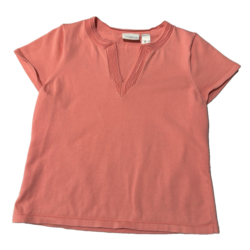 Liz Claiborne Women's L Pink Lightweight Sweater Blouse Spring Pastel Easter